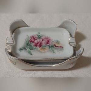 Vintage Porcelain Ashtray and holder set